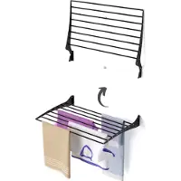 Foxydry Fold 80 cm noir – Étendoir à linge mural pliable, stable et résistant à la corrosion, pour salle de bains et balcon