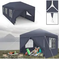 NaiZy Pavillon étanche - Tente de réception Pavillon de jardin avec 8 parois latérales Camping Pavillon fixe pour jardin, fête, mariage (3 x 3m avec 4 parois latérales, anthracite)