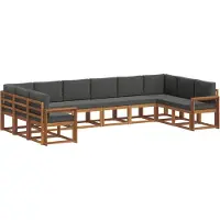 vidaXL Ensemble de salon de jardin 10 pièces, couleurs : naturel et anthracite
