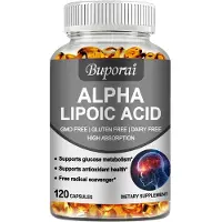 Buporai Acide alpha-lipoïque (120 capsules), complément alimentaire, antioxydant, cerveau, glycémie, métabolisme, douleur