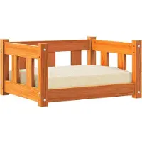 vidaXL Lit pour chien, 55 x 45 x 28 cm, en bois massif de pin, finition brun cire