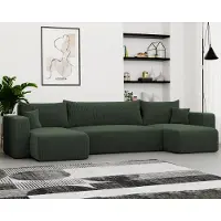 Idohome Canapé d'angle - Canapé de salon avec fonction couchage et coffre de rangement, canapé d'angle, meuble rembourré, canapé, canapé moderne vert bouteille Poso 14 en forme de U Piano