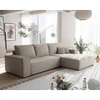 Idohome Canapé d'angle rembourré NOVA avec fonction sommeil et coffre de lit Canapé d'angle en L Salon Canapé avec coffre de lit Canapé droit Poso 02 Beige
