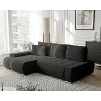 Idohome Canapé d'angle NIKO avec fonction sommeil et coffre de lit Canapé d'angle en L Salon Canapé avec coffre de lit Canapé gauche Monolith 95 Gris