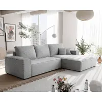 Idohome Canapé d'angle rembourré NOVA avec fonction sommeil et coffre de lit Canapé d'angle en L Salon Canapé avec coffre de lit Canapé droit Poso 110 Gris clair