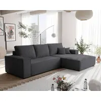 Idohome Canapé d'angle NOVA avec fonction sommeil et coffre de lit Canapé d'angle en L Salon Canapé avec coffre de lit Canapé droit Poso 34 Gris