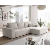Idohome Canapé d'angle NOVA avec fonction sommeil et coffre de lit Canapé d'angle en L Salon Canapé avec coffre de lit Canapé droit Poso 100 Beige