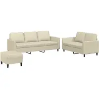 vidaXL Ensemble de canapés 3 pcs avec coussins Crème Similicuir