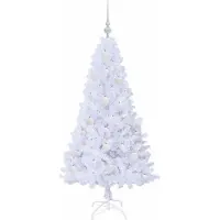 vidaXL Sapin de Noël artificiel avec 150 LED Blanc 150 cm PVC et Acier