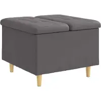 vidaXL Pouf de rangement gris 60 x 60 x 45 cm en similicuir