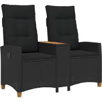 vidaXL Banc avec table Noir 126 x 65 x 112 cm Poly-rotin