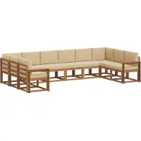 vidaXL Ensemble de salon de jardin 10 pièces, couleurs naturelles et beige