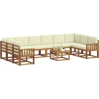 vidaXL Ensemble de salon de jardin 11 pièces, couleurs naturelles et crème