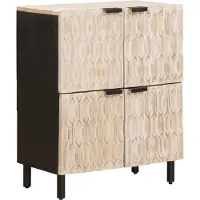 vidaXL Sideboard avec porte Blanc lavé surface 60 x 33 x 75 cm