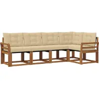 vidaXL Ensemble de canapés d'extérieur avec coussins 5 pièces Nature et Beige