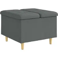 vidaXL Pouf de rangement gris foncé 60 x 60 x 45 cm en tissu