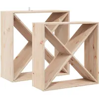 vidaXL Étagère à vin, 2 pièces, couleur naturelle, 62 x 25 x 62 cm, en bois massif de pin