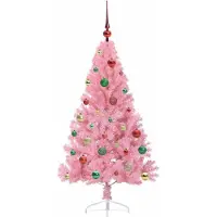 vidaXL Arbre de Noël artificiel pré-éclairé rose 150 cm PVC