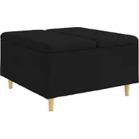 vidaXL Pouf de rangement avec coussin Noir 80 x 80 x 45 cm Tissu