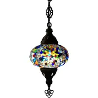 Halay Lampe suspendue turque - Lampe mosaïque faite main - Lampe marocaine - Authentique - Multicolore - Hauteur 78 cm