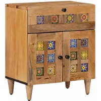 vidaXL Cabinet de chevet Naturel 50 x 33 x 60 cm Bois de mangue massif