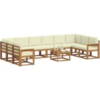 vidaXL Ensemble de canapés d'extérieur avec coussins 11 pièces Nature et Crème