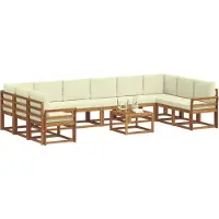 vidaXL Ensemble de salon de jardin 11 pièces, couleurs naturelles et crème