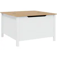 vidaXL Table basse HILL, blanche et brun miel, 79,5 x 79,5 x 49 cm