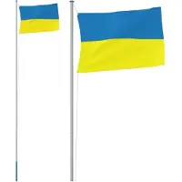 vidaXL Drapeau de l'Ukraine et mât 6,23 m aluminium