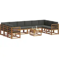 vidaXL Ensemble de canapés d'extérieur avec coussins 11 pièces Nature et Anthracite