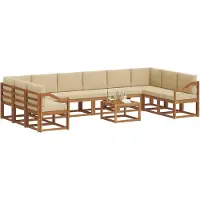 vidaXL Ensemble de canapés d'extérieur avec coussins 11 pièces Nature et Beige