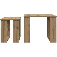 vidaXL : Ensemble de deux tables basses, style artisan, chêne, 50 x 52 x 42 cm