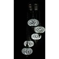 Halay Suspension turque Mozaik Lustre marocain fait main Blanc 5 boules