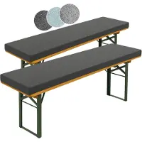 Sleepling set de 2 coussins de banc de bière 220 x 25 cm, gris foncé, épaisseur 4 cm, avec boucles de maintien pour la fixation, extra épais,