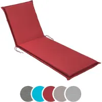 Sleepling - Chaise longue de jardin, coussin pour chaise longue, 190 x 58 cm, 6 cm d'épaisseur, rouge