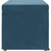 vidaXL Tabouret bleu 61 x 41 x 40 cm, velours et bois d'ingénierie