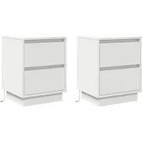 vidaXL Cabinet de chevet avec tiroir 2 pcs Blanc 39 x 34.5 x 50 cm