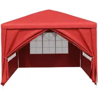 vidaXL Tente de réception 400 x 300 x 255 cm, rouge, en PE et acier