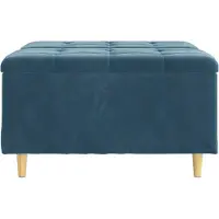 vidaXL Coffre de rangement en forme d'ottomane, bleu, 80 x 80 x 45 cm, en velours