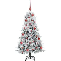 vidaXL Sapin de Noël artificiel pliable Blanc 150 cm PE et PVC