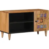 vidaXL Meuble TV avec rangement , couleur naturelle, 80 x 33 x 46 cm, en bois massif de manguier