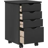 vidaXL Cabinet roulant Gris 34 x 39 x 56 cm Bois de Pin Massif
