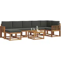 vidaXL Ensemble de canapés d'extérieur avec coussins 8 pièces Nature et Anthracite