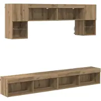 vidaXL : Ensemble de supports muraux pour téléviseur avec éclairage LED, 6 pièces, en bois stratifié imitation chêne artisanal