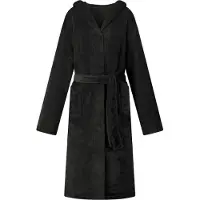vidaXL Peignoir avec capuche Noir l Flanelle