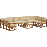 vidaXL Ensemble de canapés d'extérieur avec coussins 11 pièces Nature et Beige