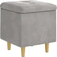 vidaXL Pouf de rangement avec coussin Gris clair 40 x 40 x 45 cm Velours