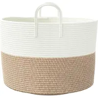 vidaXL Panier de rangement marron et blanc Ø51x33 cm coton