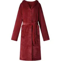 vidaXL Peignoir Avec Capuche Rouge Bordeaux Xxxl Flanelle