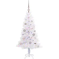 vidaXL Sapin de Noël artificiel blanc 120 cm PVC et acier